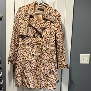 Dana Buchman Leopard Print Tan Trench Coat
